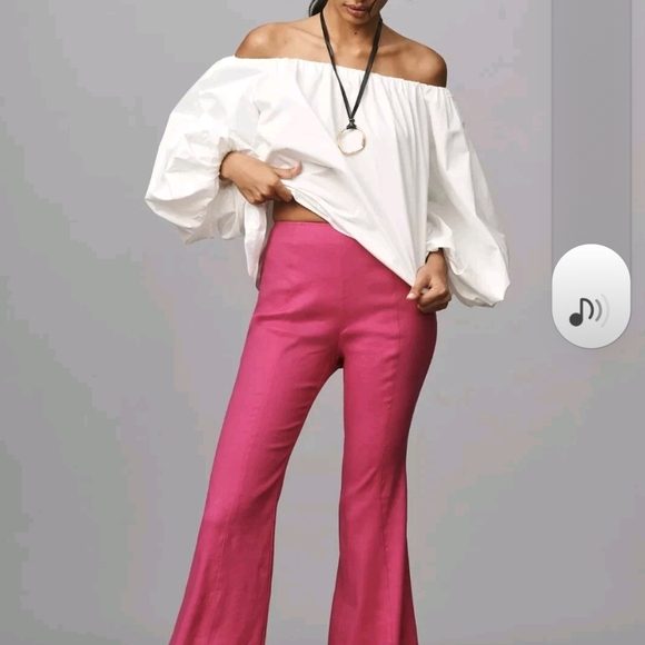 NWT Anthropologie Fuchsia Side Zip Linen Pants Sz 16 - Picture 9 of 12